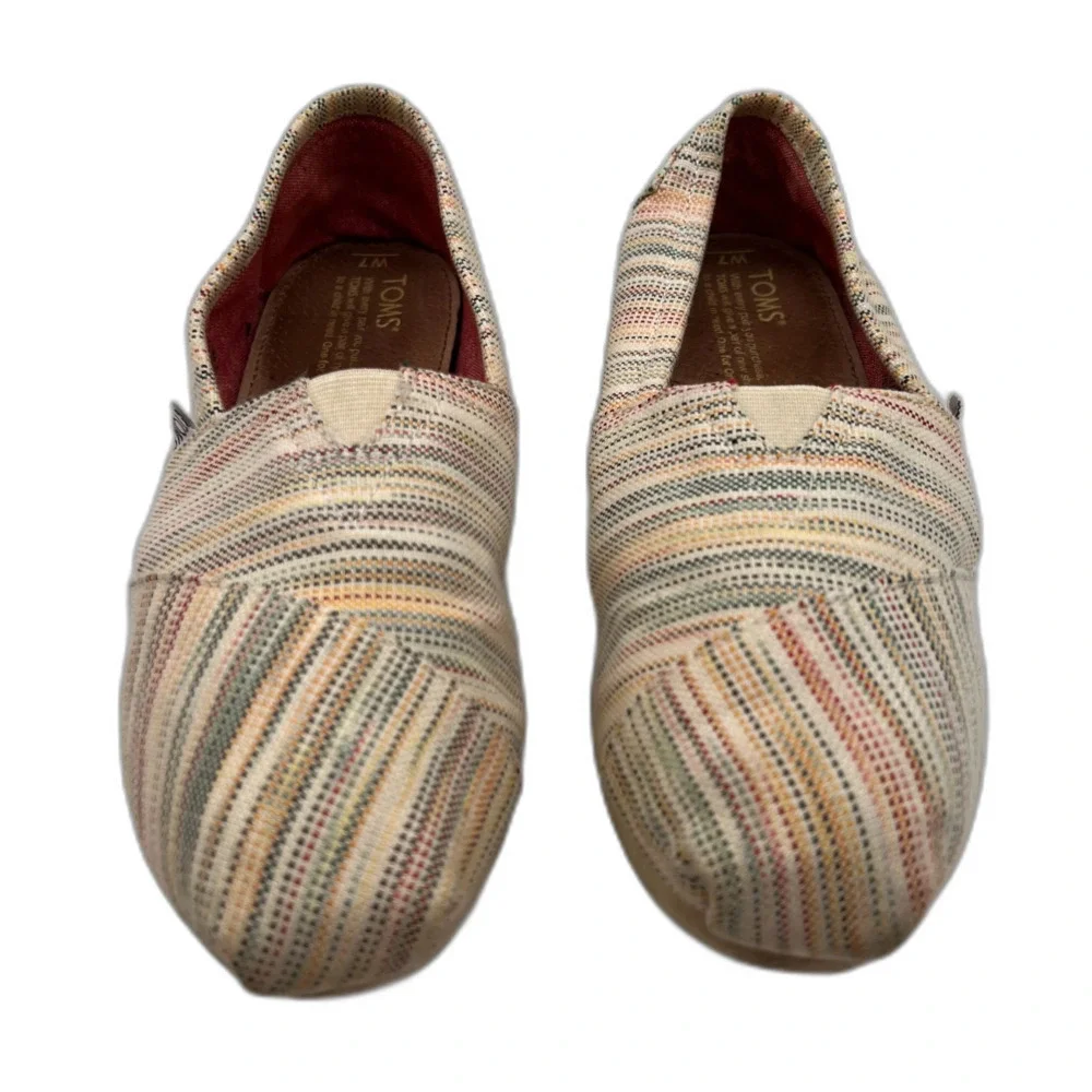TOMS Classic Pastel Stripe Size 7 W Multicolor Slip On Loafers Comfort Shoe